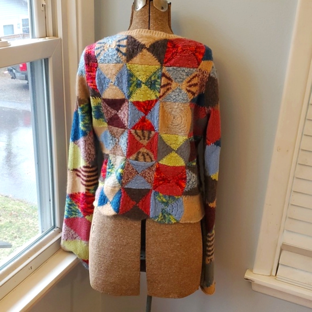 Colorful Vintage Crochet Patchwork Sweater Small/medium - Picture 5 of 7